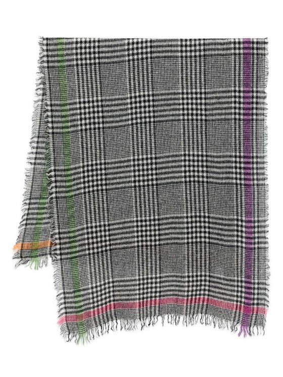 Faliero Sarti Plaid-pattern frayed-edge scarf