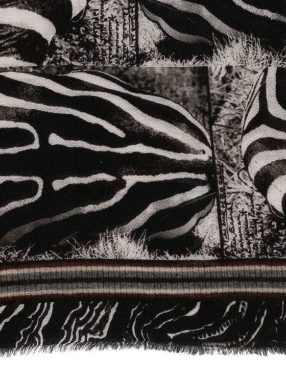 Faliero Sarti Zebra-print fringed scarf