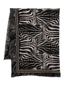  Faliero Sarti Zebra-print fringed scarf