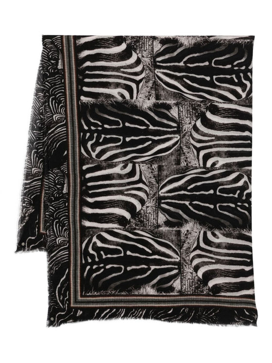 Faliero Sarti Zebra-print fringed scarf