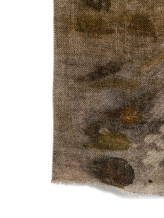 Faliero Sarti Leaf-print frayed scarf
