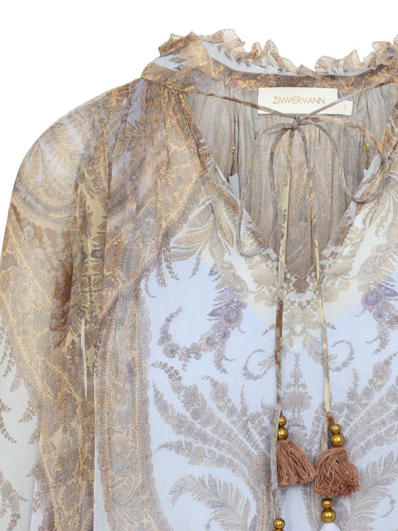 Zimmermann Paisley-print ruffled blouse