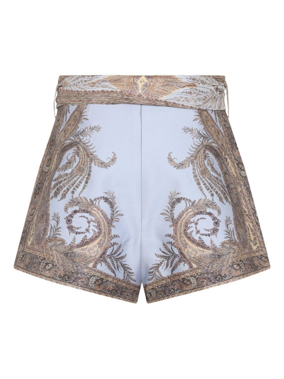Zimmermann Paisley-print belted shorts