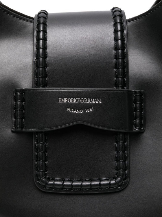 Emporio Armani Braided-detail leather shoulder bag