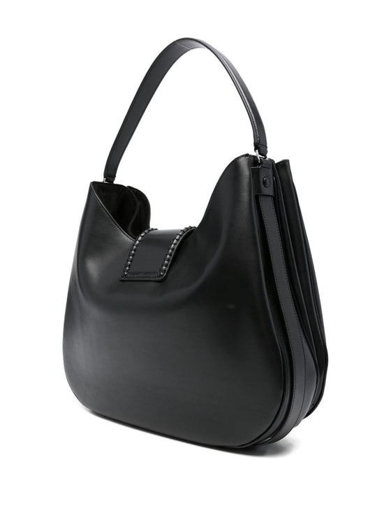 Emporio Armani Braided-detail leather shoulder bag