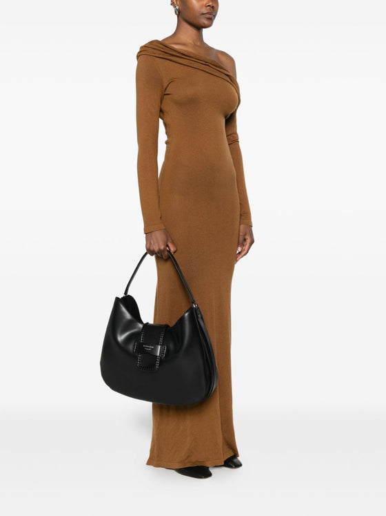 Emporio Armani Braided-detail leather shoulder bag