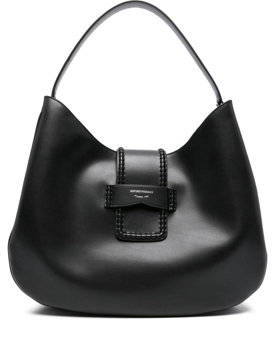 Emporio Armani Braided-detail leather shoulder bag