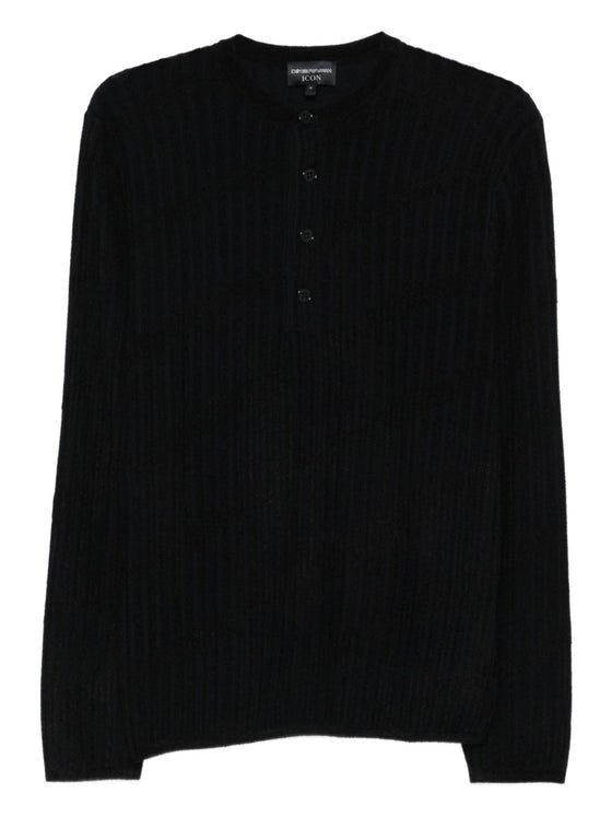Emporio Armani Henley ribbed sweater