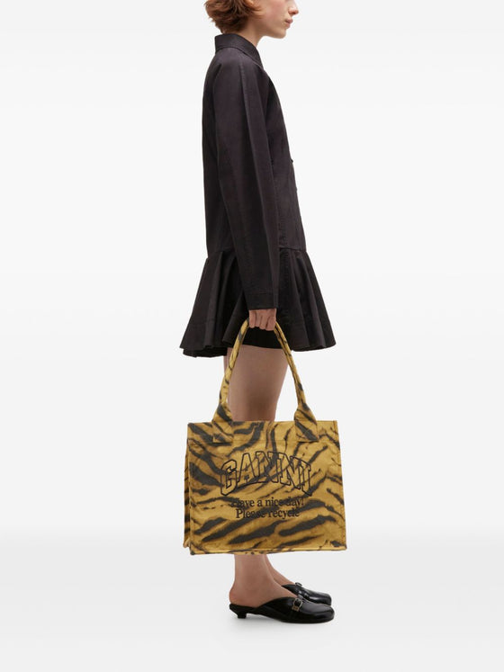 Ganni Zebra Print Large Tote