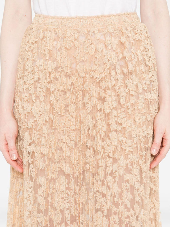 Ermanno Scervino Pleated floral-lace skirt