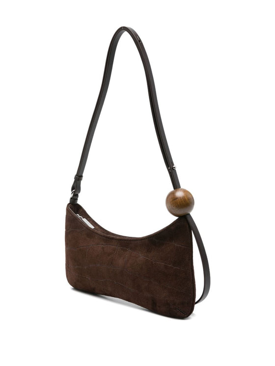 JACQUEMUS Le Bisou Perle crocodile-effect suede shoulder bag