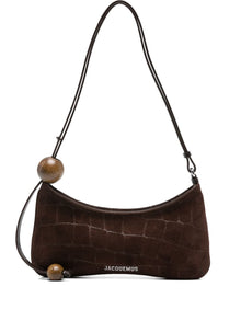  JACQUEMUS Le Bisou Perle crocodile-effect suede shoulder bag