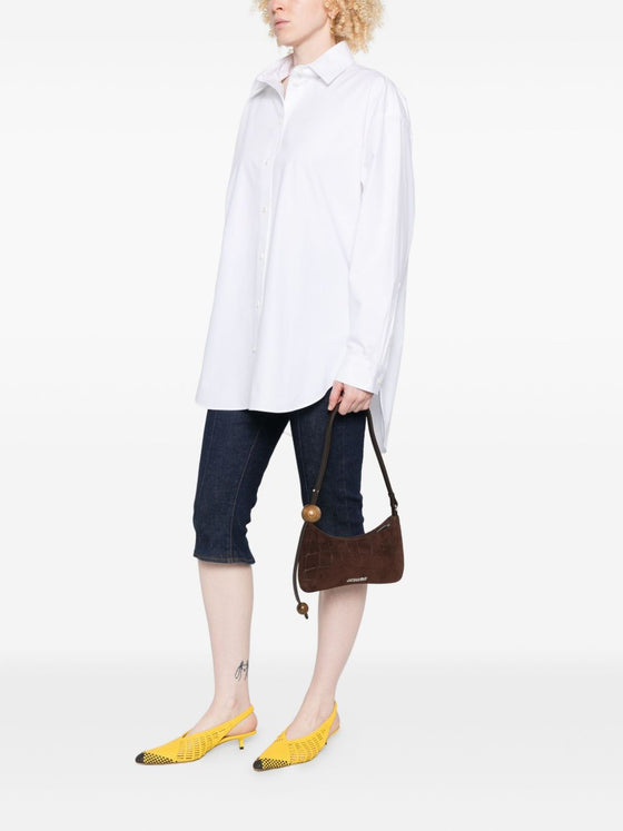 JACQUEMUS Le Bisou Perle crocodile-effect suede shoulder bag