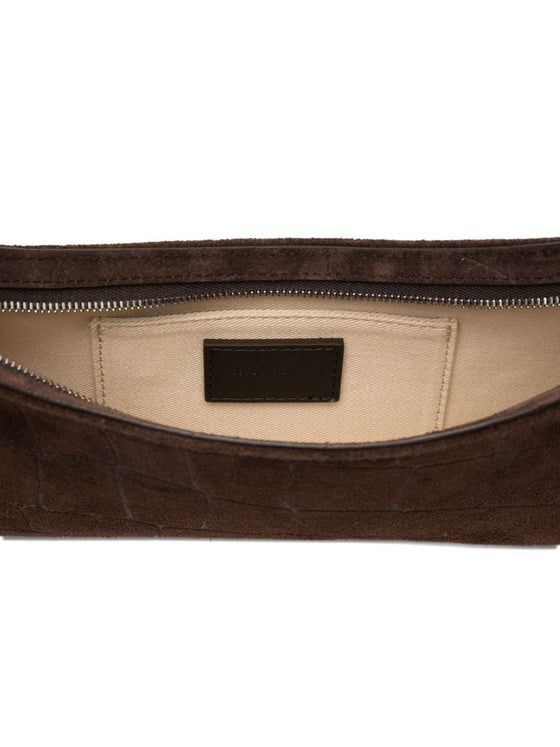 JACQUEMUS Le Bisou Perle crocodile-effect suede shoulder bag