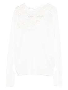  Ermanno Scervino Lace-insert long-sleeve top