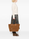 Hogan Pre Medium Script embossed-logo suede tote bag