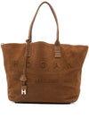 Hogan Pre Medium Script embossed-logo suede tote bag