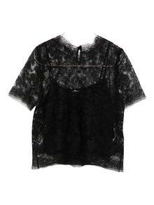  Ermanno Scervino Floral-lace short-sleeve top