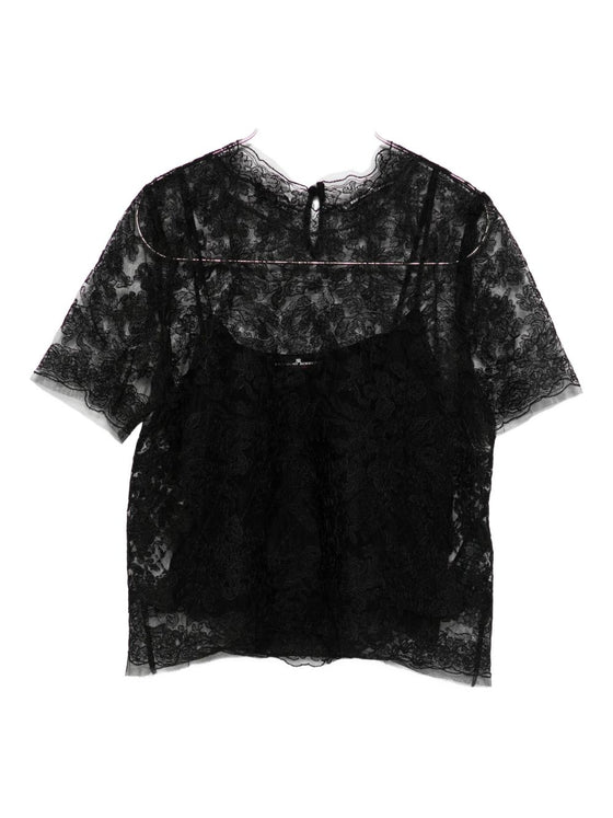 Ermanno Scervino Floral-lace short-sleeve top