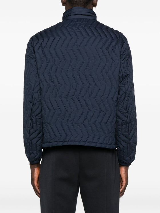 Emporio Armani Full-zip down jacket in chevron quilted ripstop nylon