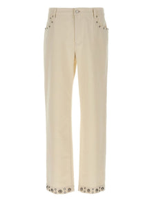  Valentino Stud-embellished cotton trousers