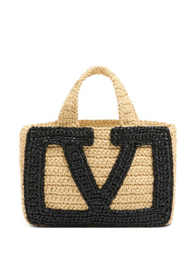  Valentino Garavani Viva Superstar Small Raffia Shopping Bag