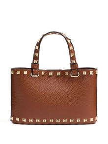  Valentino Garavani Mini Rockstud Shopping Bag in Garnet Calfskin