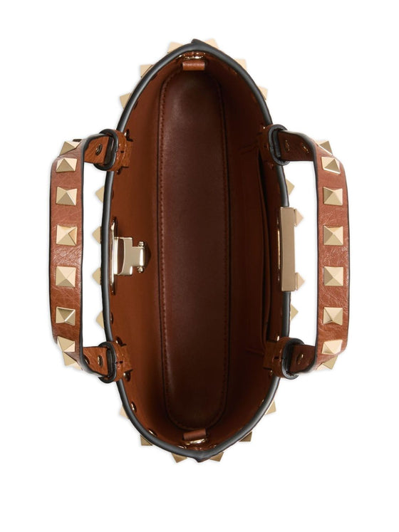 Valentino Garavani Mini Rockstud Shopping Bag in Garnet Calfskin