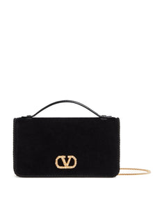  Valentino Garavani Suede flap shoulder bag