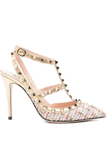  Valentino Garavani Rockstud tweed slingback pumps