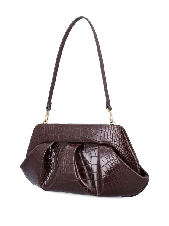 Themoire' Emera croco-embossed pleated clutch