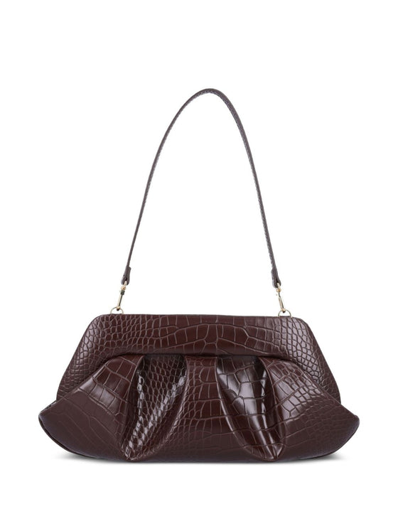 Themoire' Emera croco-embossed pleated clutch
