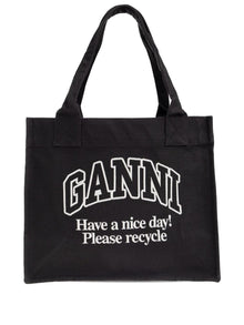 Ganni Recycled cotton large tote bag