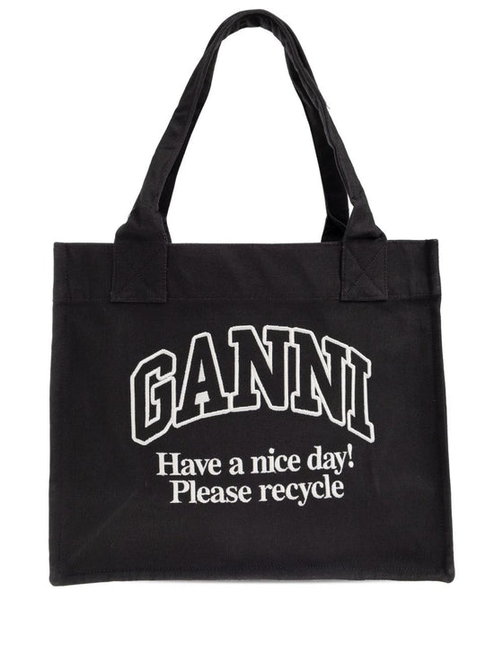 Ganni Recycled cotton large tote bag