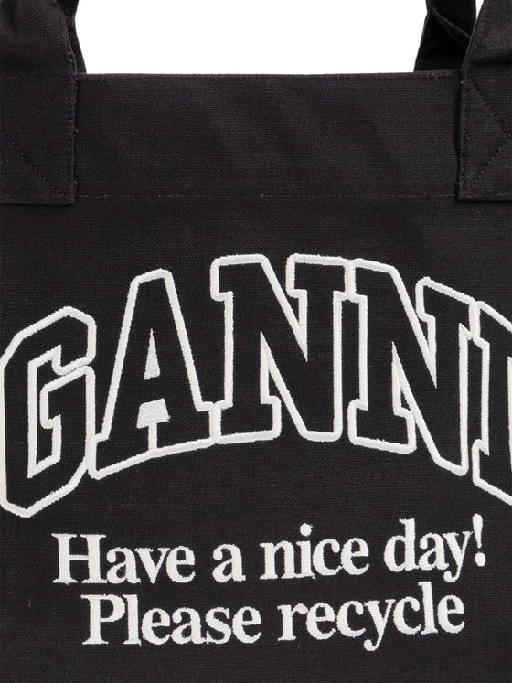 Ganni Recycled cotton large tote bag