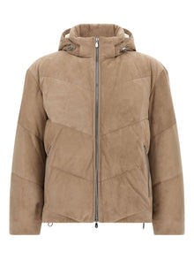  Brunello Cucinelli Quilted suede down jacket