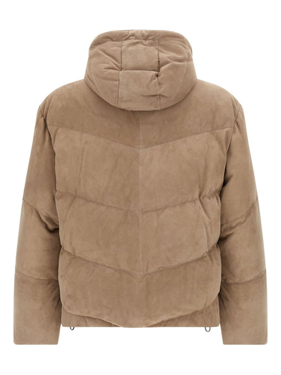 Brunello Cucinelli Quilted suede down jacket