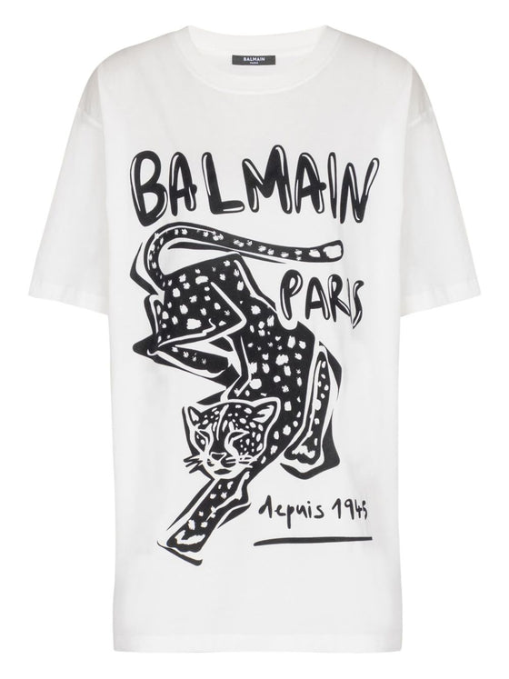 Balmain Short-sleeved T-shirt with leopard print