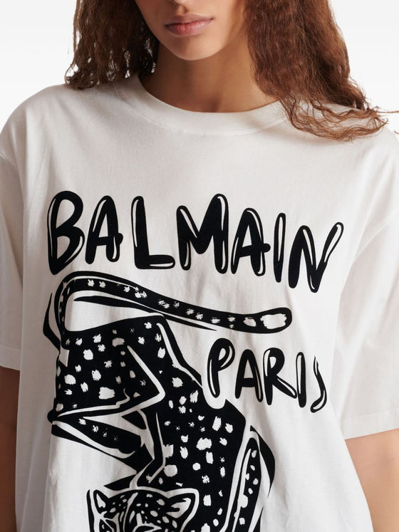 Balmain Short-sleeved T-shirt with leopard print