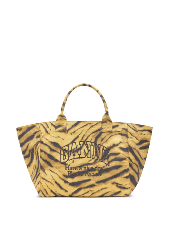 Ganni Tiger-print tote bag