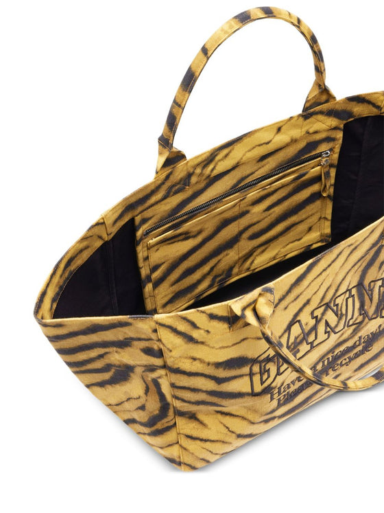 Ganni Tiger-print tote bag