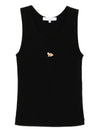 Maison Kitsuné Fox-embroidered tank top