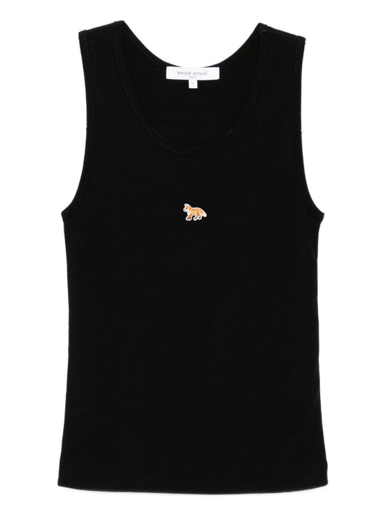 Maison Kitsuné Fox-embroidered tank top