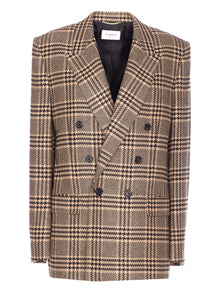  Saint Laurent Double-breasted check blazer