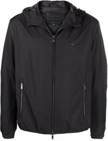  Emporio Armani Water-repellent nylon blouson with hood and logo patch
