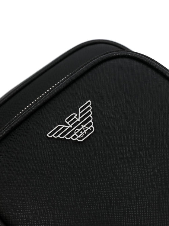 Emporio Armani Logo-plaque leather messenger bag