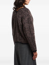 Emporio Armani V-neck cardigan in mohair wool blend with all-over jacquard pattern