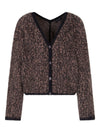 Emporio Armani V-neck cardigan in mohair wool blend with all-over jacquard pattern