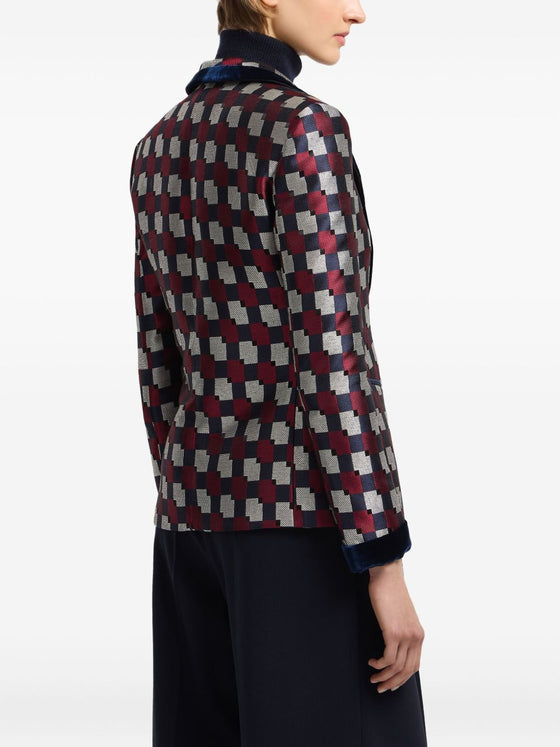 Emporio Armani Geometric jacquard blazer with velvet details