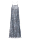 Emporio Armani Long tulle dress with all-over micro sequin and jet embroidery